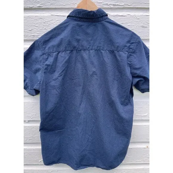 Rugby Univeristy Shirt Mens M Blue Microcheck 100% Cotton Casual Button Down - Picture 2 of 4